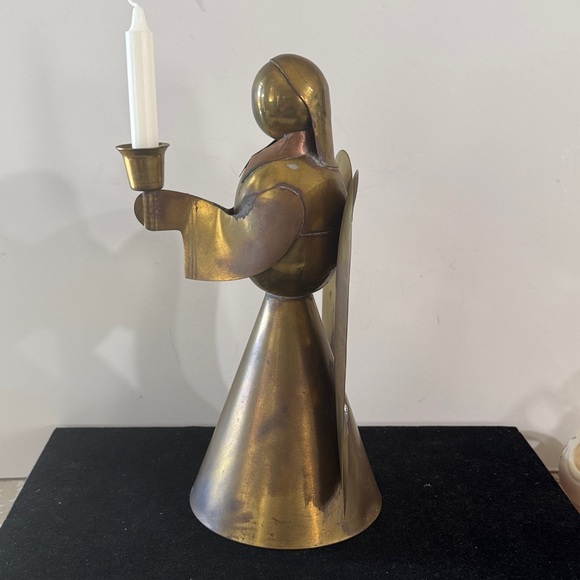 Brass Angel Candleholder Vintage Christmas Decor - Picture 4 of 9